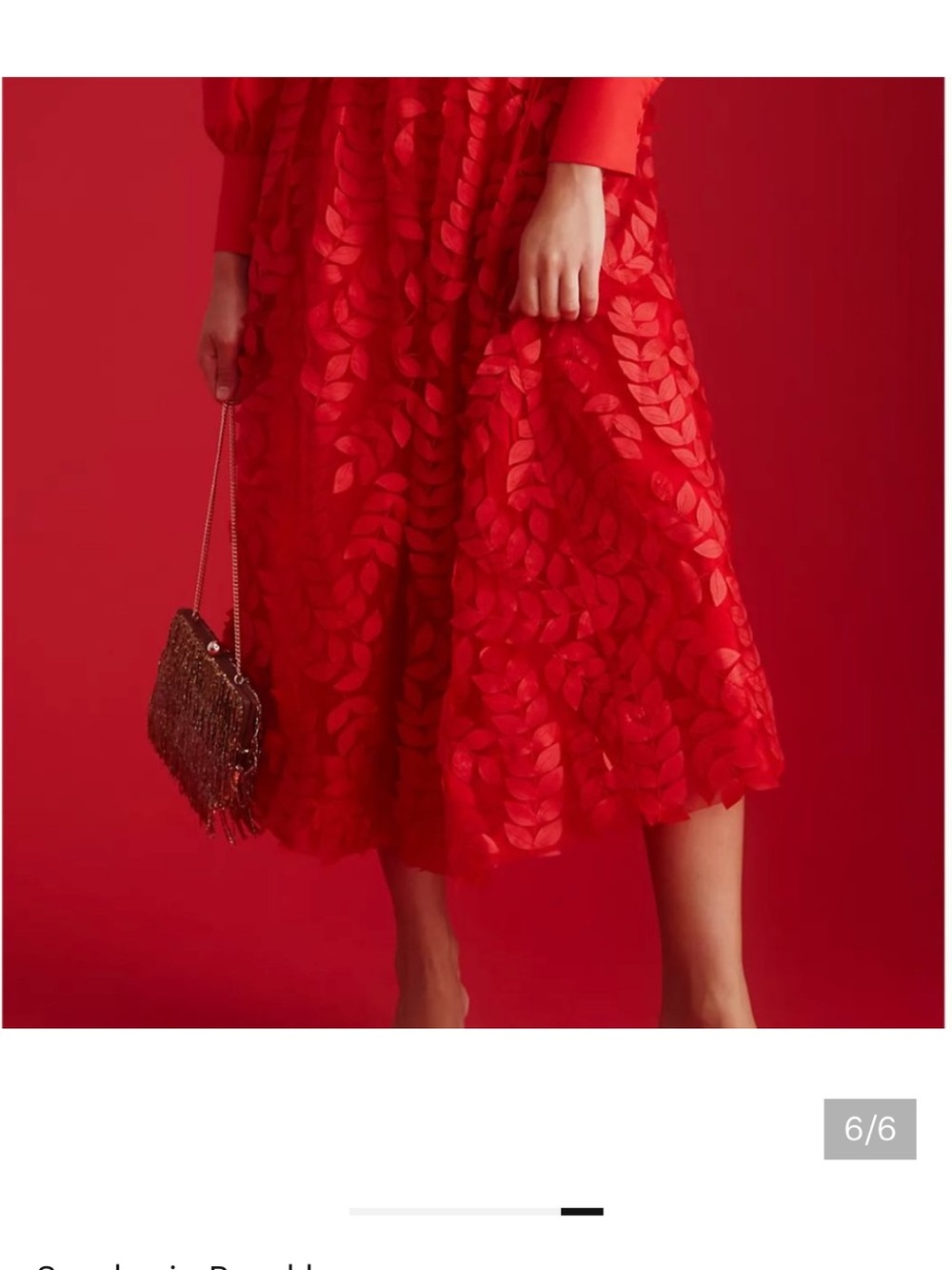 Anthropologie Sunday in Brooklyn Red Leaf-Appliqué A-Line Midi Skirt